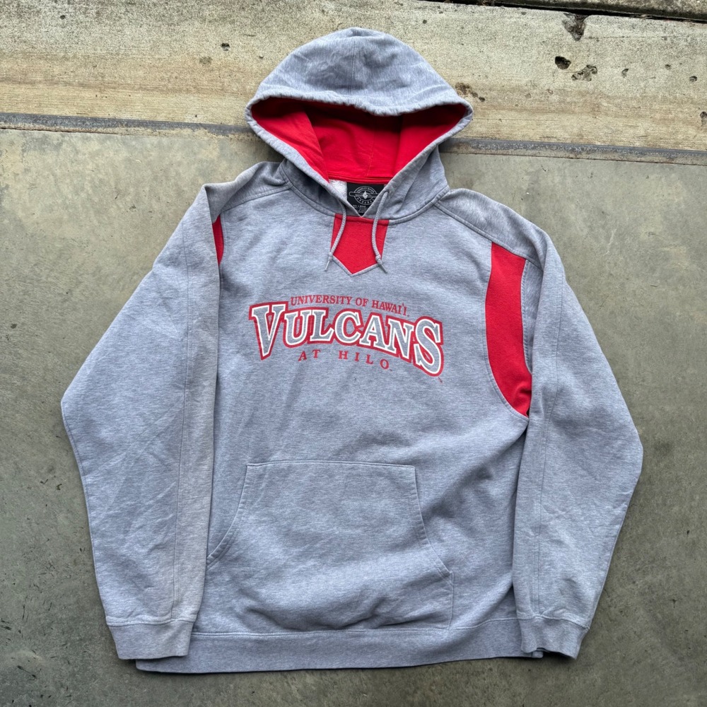 Charles River University of Hawaii Hilo Vulcans Hoodie Gray Red Mens Large